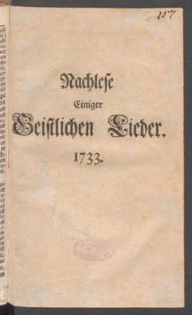 Nachlese Einiger Geistlichen Lieder