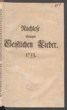 Nachlese Einiger Geistlichen Lieder
