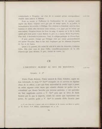 CII. L'archiduc Albert au duc de Mantoue. Bruxelles, 5 août 1607