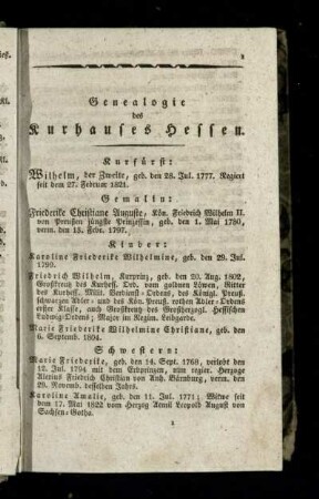 Genealogie des Kurhauses Hessen