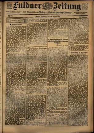 Zweite Ausgabe vom Mittwoch, den 14. August 1901.