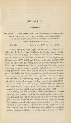 Bijlage C. Rapport van den generaal-majoor gouvernements-commissaris ter Westkust van Sumatra C. J. Riesz, ...