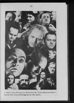 P. Walter Jacob. Montage von Rollenfotos der "Freien Deutschen Bühne", Buenos Aires. Original-Montage aus den 40er Jahren.