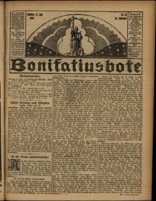 Erste Ausgabe vom Sonntag, den 14. Juli 1929.