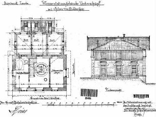 Unterschüpf: Nebengebäude Wasserstationsgebäude Grundriß 1.OG, Vorderansicht
