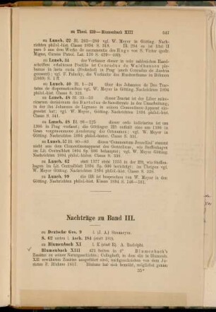 Nachträge zu Band III. [Cod Ms. Deutsche Ges. 9; Cod. Ms. Blumenbach XI - Cod. Ms. Blumenbach XXIX; Cod. Ms. Gauss 108 - Cod. Ms. Gauss 115; Cod. Ms. Lagarde 40 - Cod. Ms. Lagarde 139; Cod. Ms. Mich. 330; Cod. Ms. Münchhausen 20; Cod. Ms. Uffenbach 20; App. dipl. 10E]