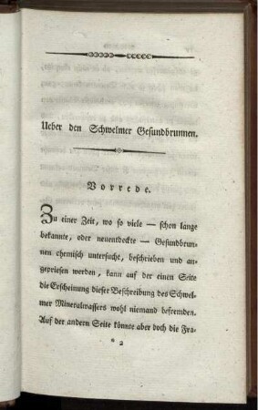 Ueber den Schwelmer Gesundbrunnen. Vorrede.