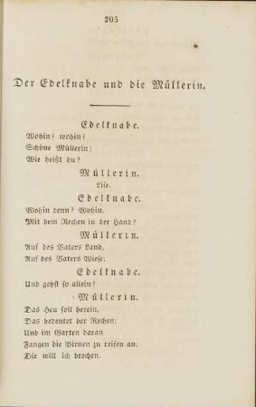 Der Edelknabe und die Müllerin.