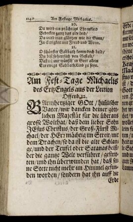 Am Fest-Tage Michaelis des Ertz Engels [...]