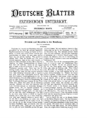 Divinität und Moralität in der Erziehung : (Fortsetzung)