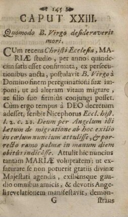 Caput XXIII. Quomodo B. Virgo desideraverit mori.