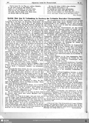 Bericht über den 23. Verbandstag in Harzburg des Verbandes Deutscher Uhrengrossisten