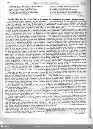 Bericht über den 23. Verbandstag in Harzburg des Verbandes Deutscher Uhrengrossisten