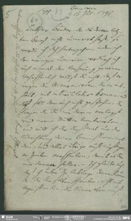 Eigenh. Brief von Johann Carl Fürchtegott Schlegel an August Wilhelm von Schlegel, Hannover, 15.07.1791