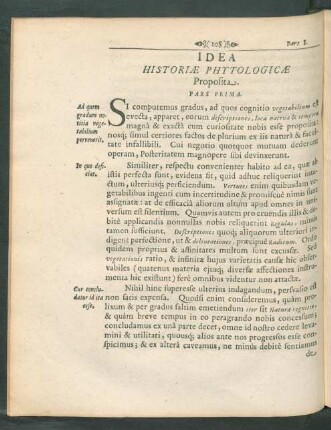 Idea Historiae Phytologicae Proposita. Pars Prima.