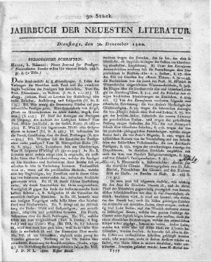 Halle, b. Kümmel: Neues Journal für Prediger. Neunzehnten Bandes erstes bis viertes Stück. 488 S. gr 8.
