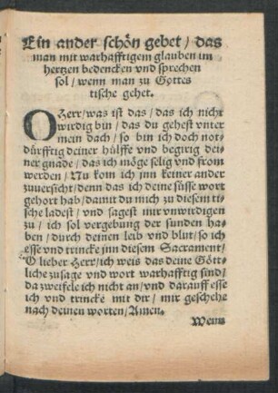 Ein ander schön gebet ...