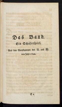 Das Band. Ein Schäferspiel.