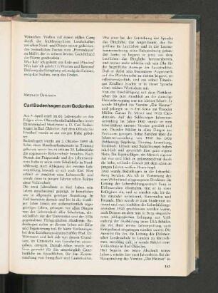 Carl Bodenhagen zum Gedenken