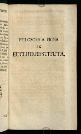 105-136, Philosophia Prima ex Euclide Restituta