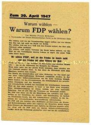 Aufruf der FDP zu den Landtagswahlen in der britischen Besatzungszone 1947