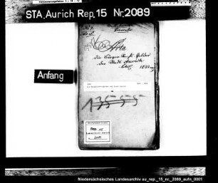 Die Bürgerrechtsgelder der Stadt Aurich