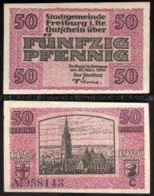 Freiburg im Breisgau, Notgeld 50 Pfennig