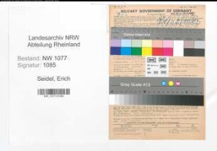 Entnazifizierung Erich Seidel , geb. 19.08.1900 (Polizist)