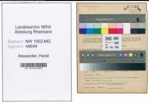 Entnazifizierung Horst Alexander , geb. 05.11.1919 (Buerogehilfe)