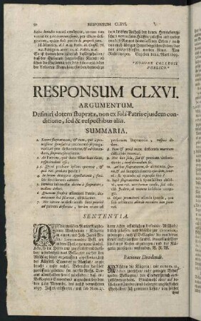 50-77, Responsum CLXVI. Dotis pro stuprata definitio - Responsum CLXX. Decimarum varietas