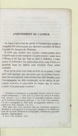 Avertissement de l'auteur