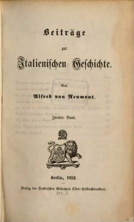 Beiträge zur italienischen Geschichte, 2