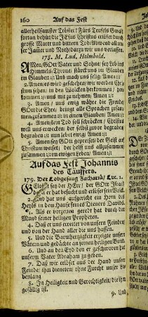 Auf das Fest Johannis des Täuffers.