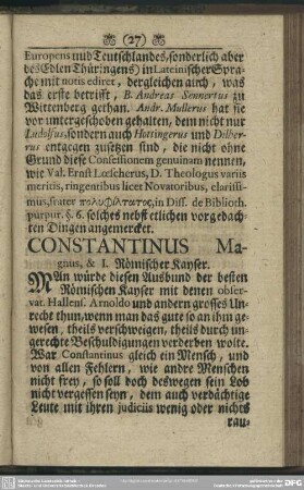 Constantinus Magnus, & I. Römischer Kayser