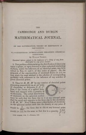 On the mathematical theory of electricity in equalibrium.