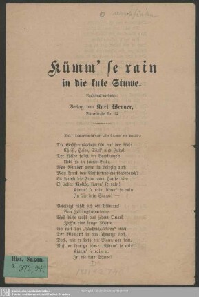 Kümm'se rain in die Kute Stuwe