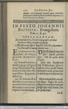 In Festo Johannis Baptistae, Evangelium Luc. 1, v. 57.