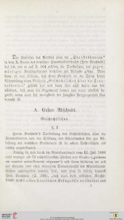 A. Erster Abschnitt: Geschichtliches