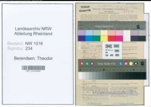 Entnazifizierung Theodor Berendsen , geb. 12.08.1888 (Postbetriebswart)