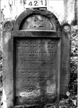 Grabstein 421 (Index: 99803681) Material: Sandstein Zustand: unten verwitt/Textverlust Maße HxBxT: 113x73x8 cm Beschreibung: Stele mit eingezogenem Rundbogen, profiliert. Rand, Seitenakroterien Symbolik: Seitenakroterien: Grabstein 421