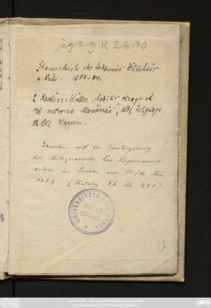 Stammbuch Johannes Wilichius à Weihe