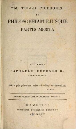M. Tullii Ciceronis in philosophiam eiusque partes merita