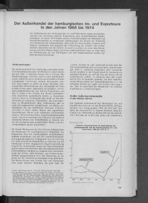 Der Außenhandel der hamburgischen Im- und Exporteure in den Jahren 1968 bis 1974