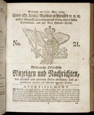 No. 21. Montags, den 21ten May 1764.