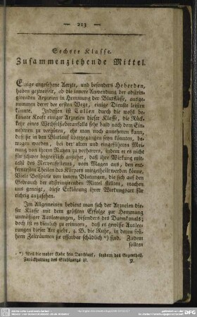 Sechste Klasse. Zusammenziehende Mittel