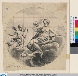 Kassel, Vorgemach der Landgräfin: Venus auf Wolken mit Amor und einem Putto