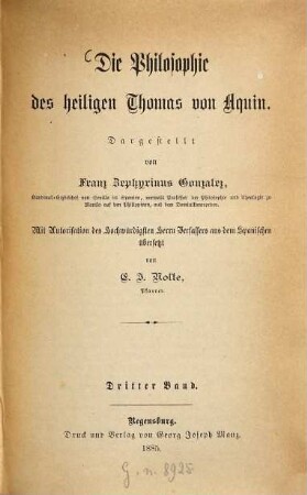 Die Philosophie des heiligen Thomas von Aquin, 3