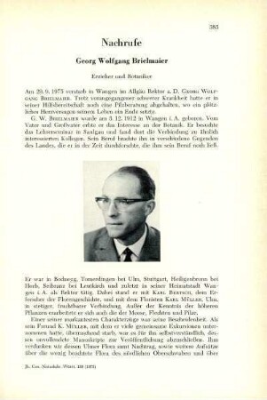 Nachrufe (Georg Wolfgang Brielmaier, Gerhard Haas, Viktor Hohenstein, Hugo Reiss)