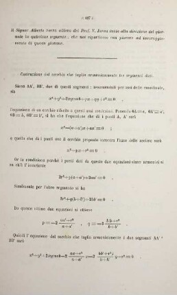 Sul cerchio che taglia armonicamente tre segmenti dati.