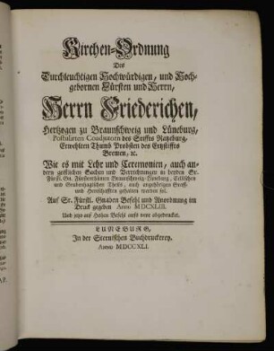 N. I. Braunschweig-Lüneburgische Kirchen-Ordnungen
